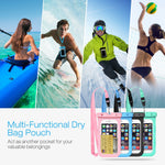 Mpow Waterproof Phone Pouch, IPX8 Universal Waterproof Case Underwater Dry Bag 4-Pack Compatible for iPhone Xs Max/XS/XR/X/8, Galaxy S9/S9P/S8/Note 9/8, Google/HTC up to 6.5" (Pink Blue Black Green)