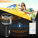 IMDEN Bluetooth FM Transmitter for Car, QC3.0 Wireless Bluetooth FM Radio Adapter Music Player FM Transmitter / Car Kit with Hands-free Calling and 2 USB Ports Charger Support USB Drive