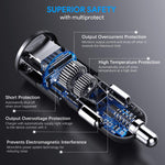 USB Type C Car Charger, JOOMFEEN Qualcomm Quick Charger 3.0+2.4A 30W Rapid Dual Port USB Car Charger Adapter with 3FT/1M USB C Cable for Samsung Galaxy Note 9/S9/S9 Plus,Note 8/S8/S8 Plus,LG G5,G6,V20
