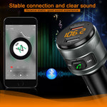 IMDEN Bluetooth FM Transmitter for Car, QC3.0 Wireless Bluetooth FM Radio Adapter Music Player FM Transmitter / Car Kit with Hands-free Calling and 2 USB Ports Charger Support USB Drive
