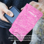 Phone Armband Sleeve: Best Running Sports PINK Arm Band Strap Holder Pouch Bag Case for Gym Exercise Fitness Workout Fits All Smartphone Cell Phones With Sweatproof for Women, Girls, Men, Kids (SMALL)