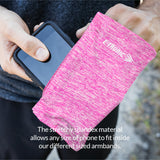 Phone Armband Sleeve: Best Running Sports PINK Arm Band Strap Holder Pouch Bag Case for Gym Exercise Fitness Workout Fits All Smartphone Cell Phones With Sweatproof for Women, Girls, Men, Kids (SMALL)