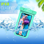 MoKo Waterproof Phone Pouch [2 Pack], Underwater Phone Case Dry Bag with Lanyard Compatible with iPhone X/Xs/Xr/Xs Max, 8/7/6s Plus, Samsung Galaxy S9/S8 Plus, S7 Edge, Note 9/8 - Blue + Green