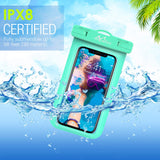 MoKo Waterproof Phone Pouch [2 Pack], Underwater Phone Case Dry Bag with Lanyard Compatible with iPhone X/Xs/Xr/Xs Max, 8/7/6s Plus, Samsung Galaxy S9/S8 Plus, S7 Edge, Note 9/8 - Blue + Green