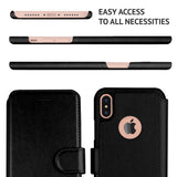 LUPA iPhone Xs Wallet case, iPhone X Wallet Case, Durable and Slim, Lightweight with Classic Design & Ultra-Strong Magnetic Closure, Faux Leather, Black, for Apple iPhone Xs/X