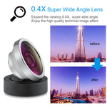 AMIR For iPhone Lens, 0.4X Wide Angle Lens + 180°Fisheye Lens & 10X Macro Lens (Screwed Together), Cell Phone Lens for iPhone Camera Lens for iPhone 7 Plus, 8, 7, 6s, Samsung & Smartphones(Silver)