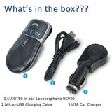 2019 SUNITEC BC920 Bluetooth Hands Free Car Kit, Connects with Siri & Google Assistant, Auto On Off, Handsfree Speakerphone Wireless in Car, 2W Powerful Speaker, Dual Link Connectivity & Visor Clip