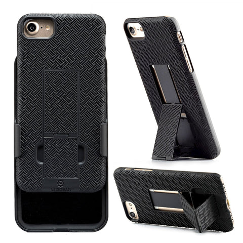 iPhone 8, iPhone 7 Holster, WizGear Shell Holster Combo Case for Apple iPhone 7 with Kick-Stand and Belt Clip - Black (iPhone 7/8)