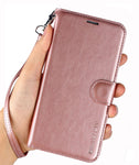 ERAGLOW Galaxy J7 V / J7 Perx / J7 Sky Pro / J7 Prime/Galaxy Halo Case Luxury PU Leather Wallet Flip Protective Case Cover with Card Slots and Stand for Samsung Galaxy J7 2017 (Rose Gold)