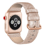 SWEES Leather Band Compatible Apple Watch 38mm 40mm, Genuine Leather Shiny Bling Glitter Strap Compatible Apple Watch Series 4 Series 3 Series 2 Series 1, Sports & Edition Women, Glistening Rose Gold