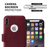 LUPA iPhone Xs Max Wallet case, Durable and Slim, Lightweight with Classic Design & Ultra-Strong Magnetic Closure, Faux Leather, Burgundy, for Apple iPhone Xs Max