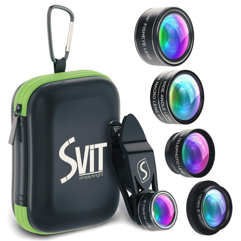 Phone Camera Lens Kit - 5 in 1 Universal Set for iPhone, Samsung, Smartphones and Tablets - 2X Zoom Telephoto, 198 Fisheye, 0.63X Wide Angle, 15X Macro, CPL Filter Lens for Cell Phones