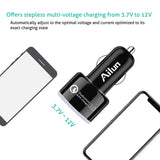 Ailun Fast Car Charger,Qualcomm Quick Charge 3.0 Adapter,Dual USB Port 35W,for Mobile Device,Compatible with iPhone X/Xs/XR/Xs Max /8/8Plus/7,6 6s, Galaxy s10 s10plus,S9 S9+ [Blue Light]