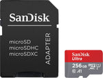 SanDisk 256GB Ultra MicroSDXC UHS-I Memory Card with Adapter - 100MB/S, C10, U1, Full HD, A1, Micro SD Card - SDSQUAR-256G-GN6MA