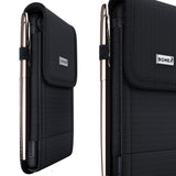 Bomea iPhone Xs Max Holster Case - Rugged Nylon Belt Clip Case Cell Phone Carrying Pouch Holder Belt Holster Carrying Sleeve for Apple iPhone Xs Max (Fits Phone w/Otterbox Commuter Case on) Black