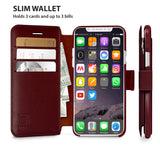 LUPA iPhone Xs Max Wallet case, Durable and Slim, Lightweight with Classic Design & Ultra-Strong Magnetic Closure, Faux Leather, Burgundy, for Apple iPhone Xs Max