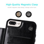 iPhone 7 Plus iPhone 8 Plus Wallet Case with Card Holder, OT ONETOP Premium PU Leather Kickstand Card Slots Case,Double Magnetic Clasp and Durable Shockproof Cover 5.5 Inch(Black)