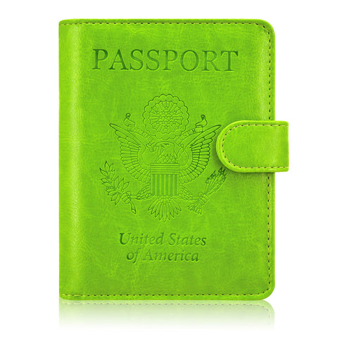 ACdream Passport Holder Wallet, Travel Leather RFID Blocking Cover for Passport, (Apple Green)