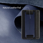 Sinjimoru Phone Grip Card Holder with Phone Stand, Stick on Wallet Functioning as Safety Card Holder for ID/IC Card Useful Leather Phone Stand and Phone Holder. Sinji Pouch B-Grip, Navy.