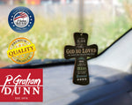 P. Graham Dunn God So Loved The World Black Cross Wood Car Charm