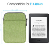 MoKo 6 Inch Kindle Sleeve Case Fits for All-New Kindle 10th Generation 2019/Kindle Paperwhite 2018, Nylon Cover Pouch Bag for Kindle Voyage/Kindle (8th Gen, 2016)/Kindle Oasis 6" E-Reader, Green
