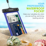 MoKo Waterproof Phone Pouch, Underwater Waterproof Cellphone Case Dry Bag with Lanyard Armband Compatible with iPhone X/Xs/Xr/Xs Max, 8/7/6s Plus, Samsung Galaxy S10/S9/S8 Plus, S10 e, S7 Edge, Blue