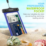 MoKo Waterproof Phone Pouch, Underwater Waterproof Cellphone Case Dry Bag with Lanyard Armband Compatible with iPhone X/Xs/Xr/Xs Max, 8/7/6s Plus, Samsung Galaxy S10/S9/S8 Plus, S10 e, S7 Edge, Blue