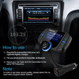 Car Bluetooth FM Transmitter, ESOLOM Wireless in-Car USB FM Radio Transmitter, MP3 Player Hands-Free Calling Car Kits with Dual USB Port Car Charger 5V/2.4A&1A, Support Voltage Detection (styleB)