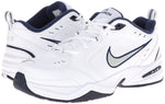 Nike Men's Air Monarch IV Cross Trainer, White/Metallic Silver/Midnight Navy, 10.0 Regular US