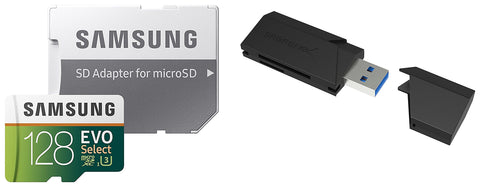 128GB EVO Select Memory Card and Sabrent SuperSpeed 2-Slot USB 3.0 Flash Memory Card Reader