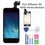 for iPhone 5S Screen Replacement with Home Button, Arotech 4.0 Inch Full Assembly LCD Display Digitizer Touch Screen with Repair Tool Kit and Tempered Glass (i5S Black)