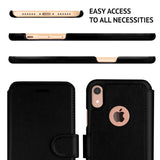 LUPA iPhone XR Wallet case, Durable and Slim, Lightweight with Classic Design & Ultra-Strong Magnetic Closure, Faux Leather, Black, for Apple XR.