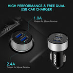 Mpow Bluetooth 4.1 Receiver with Built-in Noise Isolator, Hands-Free Car Kits & Bluetooth Aux Car Adapter with Dual USB Car Charger & 3M Magnetic Mounting Base for Car Audio System (G-3 for MBR2)