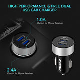Mpow Bluetooth 4.1 Receiver with Built-in Noise Isolator, Hands-Free Car Kits & Bluetooth Aux Car Adapter with Dual USB Car Charger & 3M Magnetic Mounting Base for Car Audio System (G-3 for MBR2)