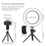 Ring Light 6" with Tripod Stand & Phone Holder for Live Streaming & YouTube Video, Dimmable Desktop LED Makeup Ring Light for Studio, Photography with 3 Light Modes & 10 Brightness Level