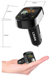 Bluetooth FM Transmitter for Car,Hands-Free Call Adapter,QC3.0 USB Fast Charger & USB Flash Reader Compatible for iPhone,Samsung,Most Smartphone