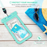 Mpow Universal Waterproof Case, IPX8 Waterproof Phone Pouch Dry Bag Compatible for iPhone Xs Max/Xs/Xr/X/8/8plus/7/7plus/6s/6/6s Plus Galaxy s10/s9/s8 Note 9/8 Google Pixel HTC12 (Black+Blue 2-Pack)
