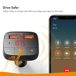 Roav by Anker, SmartCharge F0 FM Transmitter/Bluetooth Receiver/Car Charger with Bluetooth 4.2, 2 USB Ports, PowerIQ, and AUX Output (No Dedicated App)
