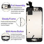 for iPhone 5S Screen Replacement with Home Button, Arotech 4.0 Inch Full Assembly LCD Display Digitizer Touch Screen with Repair Tool Kit and Tempered Glass (i5S Black)