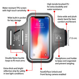 TRIBE Water Resistant Cell Phone Armband Case for iPhone X, Xs, 8, 7, 6, 6S Samsung Galaxy S9, S8, S7, S6, A8 with Adjustable Elastic Band & Key Holder for Running, Walking, Hiking