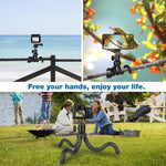 Phone Tripod, Flexible Cell Phone Tripod Adjustable Camera Stand Holder with Wireless Remote and Universal Clip 360° Rotating Mini Tripod Stand for iPhone, Samsung Android Phone, Sports Camera GoPro