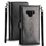 Note 9 Case, Pasonomi Note 9 Wallet Case with Detachable SlimCase - [Folio Style] PU Leather Wallet case with ID&Card Holder Slot Wrist Strap for Samsung Galaxy Note 9 (Black)