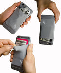 Gray Gecko Card Wallet That Stick on - Phone Holder for iPhone and Android - Credit Card ID Cash Cell Phone Pocket - Gray