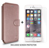 LUPA iPhone 8 Plus Wallet Case, Durable and Slim, Lightweight with Classic Design & Ultra-Strong Magnetic Closure, Faux Leather, Rose Gold, Apple 8 Plus