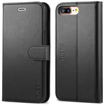 iPhone 8 Plus Wallet Case, iPhone 7 Plus Case, TUCCH Premium PU Leather Flip Folio Case with Card Slot, Stand Holder, Magnetic Closure [TPU Shockproof Interior Case] Compatible iPhone 7/8 Plus, Black