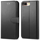 iPhone 8 Plus Wallet Case, iPhone 7 Plus Case, TUCCH Premium PU Leather Flip Folio Case with Card Slot, Stand Holder, Magnetic Closure [TPU Shockproof Interior Case] Compatible iPhone 7/8 Plus, Black