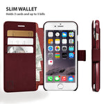 iPhone 8 Plus Wallet Case, Durable and Slim, Lightweight with Classic Design & Ultra-Strong Magnetic Closure, Faux Leather, Burgundy, Apple 8 Plus