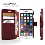 iPhone 6, 6s Wallet Case, Durable and Slim, Lightweight with Classic Design & Ultra-Strong Magnetic Closure, Faux Leather, Burgundy, Apple 6/6s (4.7 in)