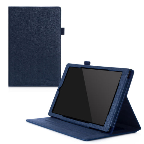 Fire HD 10 Case, Amazon Fire HD 10 2015 Case, rooCASE Dual View Leather PU Folio Slim Fit Lightweight Folding Stand Cover Auto Wake/Sleep, Navy