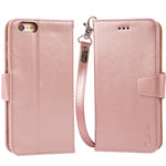 Arae Wallet case for iPhone 6s Plus/iPhone 6 Plus [Kickstand Feature] PU Leather with ID&Credit Card Pockets for iPhone 6 Plus / 6S Plus 5.5" (not for 6/6s) (Rosegold)